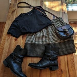 J Crew brown and cream houndstooth skirt size 4